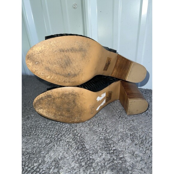 STEVEN MADDEN Nancii Black Perforated Leather Open Toe High Heel Ankle Boots 7.5 - Picture 6 of 11